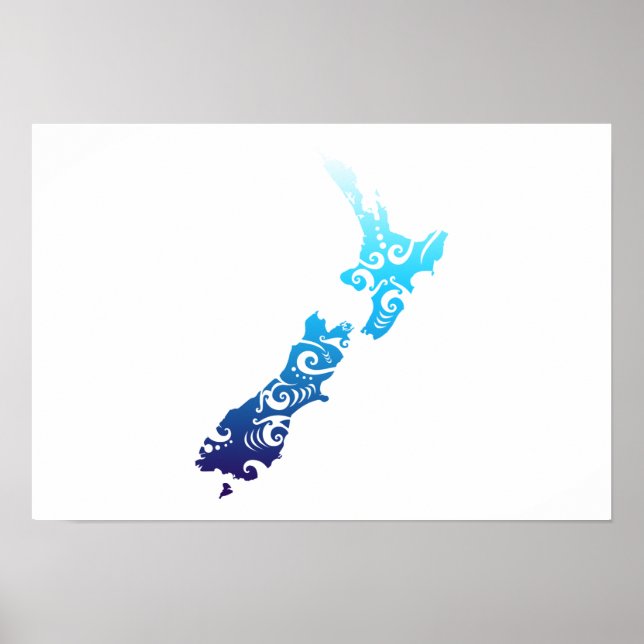 Poster Maori New Zealand Map Tribal (Devant)