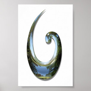 Poster Maori Poisson Hook - Chrome