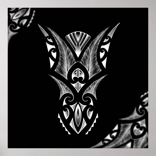 Poster Maori tatouage avec dessin koru (Devant)