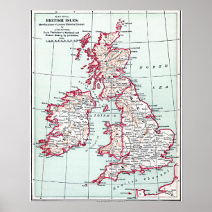 Poster MAP : BRITISH ISLES, c1890