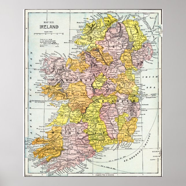 Poster MAP : IRLANDE, c1890 (Devant)