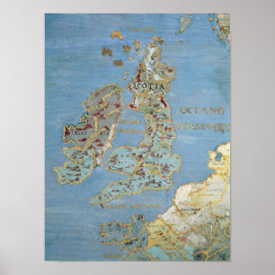 Poster Map of 16th Century Britain & Northern France