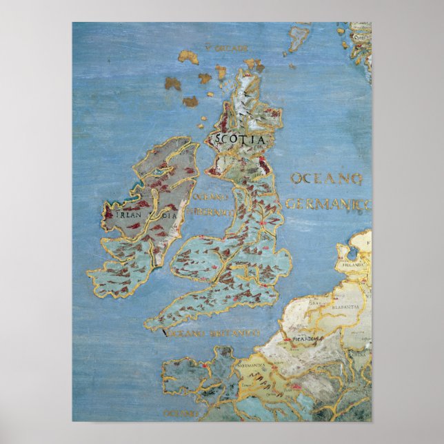 Poster Map of 16th Century Britain & Northern France (Devant)