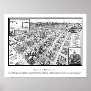 Poster Map of Houston, TX from 1912