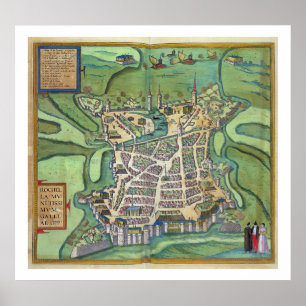 Poster Map of La Rochelle, from 'Civitates Orbis Terrarum