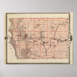 Poster Map of Mills County, State of Iowa