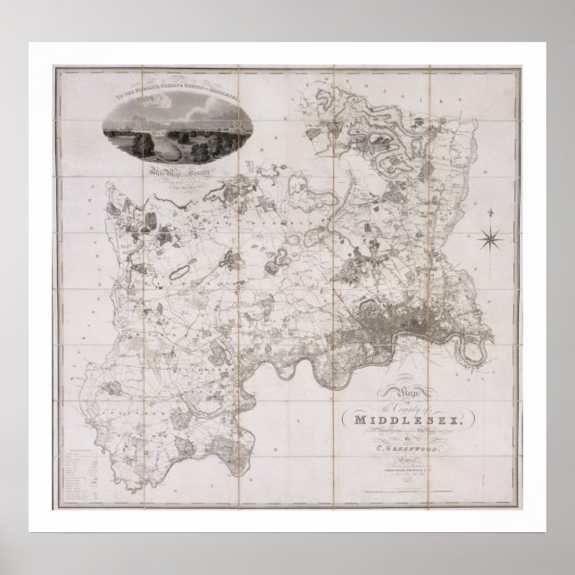 Poster Map of the County of Middlesex, published 1819 (pr (Devant)