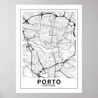 Poster Mapa Da Cidade Porto Estilo Linha Clássico