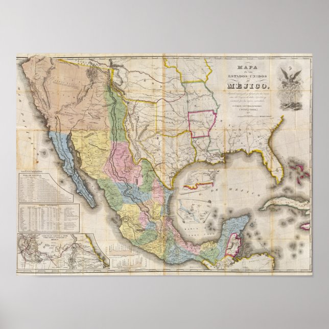Poster Mapa de los Estados Unidos De Mejico (Devant)