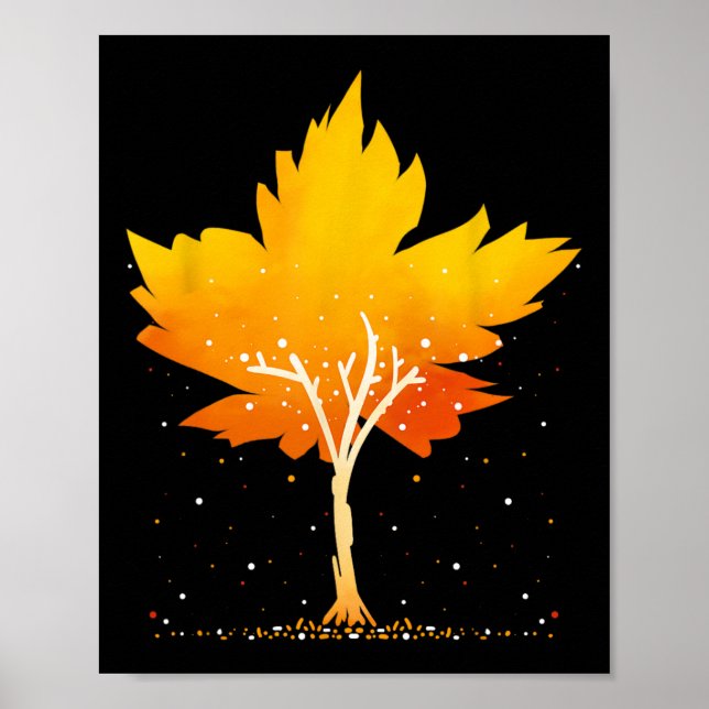 Poster Maple Leaf Arbre d'automne Orange Fall Leaves (Devant)