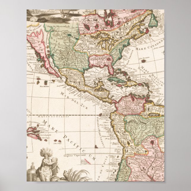 Poster Maps of North and South America (1680-1742) (Devant)