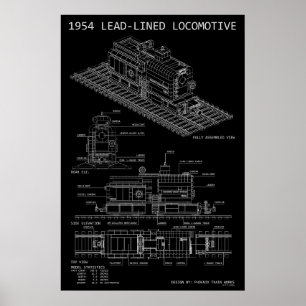 Poster Maquette MOC de plan de locomotive à revêtement de