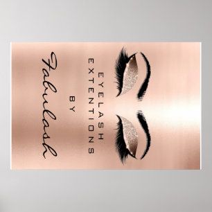 Poster Maquillage Beauté Salon cire Or Glam Pink Eyebrows