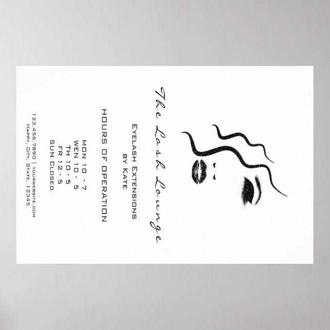 Poster Maquillage Beauté Salon Nom Logo Glam Adresse Ouve (Devant)