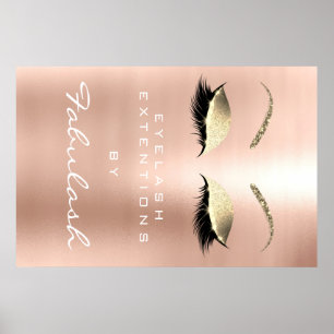 Poster Maquillage Beauté Salon Nom Or rose mince sourcils