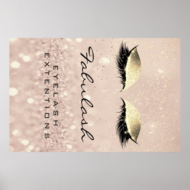 Poster Maquillage Beauté Salon Nom Rose Gold Glam Eyebrow (Devant)