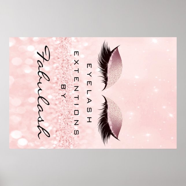 Poster Maquillage Beauté Salon Nom Rose Gold Rose Eyebrow (Devant)