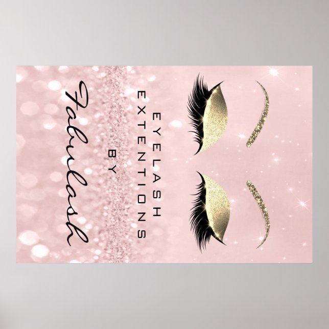 Poster Maquillage Beauté Salon Nom Rose Gold Rose Eyebrow (Devant)