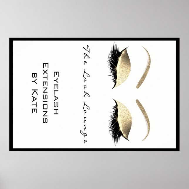Poster Maquillage Beauté Salon Nom White Gold Glam Eyebro (Devant)