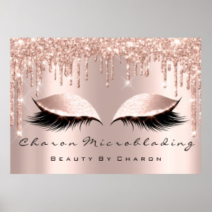Poster Maquillage Sourcils Cils Bruns Rose Étincelle Mari