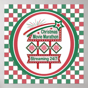 Poster Marathon de Films de Noël Rétro Marquee Festif