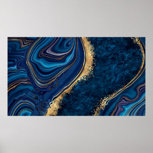 Poster marbre bleu arrière - plan abstrait agate granite