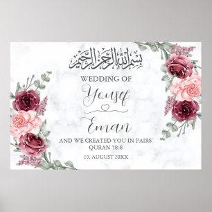 Poster Marbre Bourgogne Rose musulman Mariage islamique P