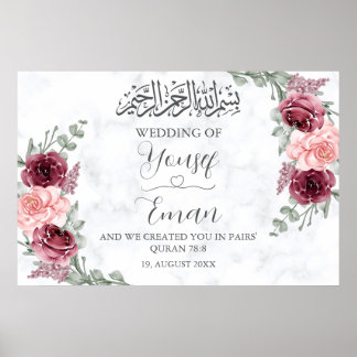 Poster Marbre Bourgogne Rose musulman Mariage islamique P