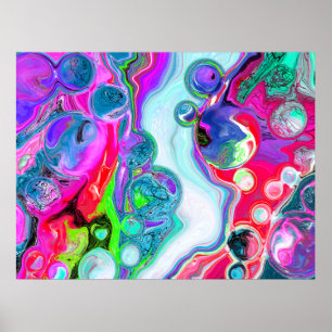 Poster Marbre coloré Fluid Art