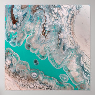 Poster Marbre d'aspect de roche turquoise bleue Art Uniqu