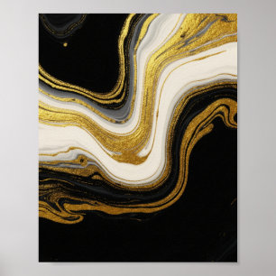 Poster Marbre d'or luxueux - Fluide Art Abstrait