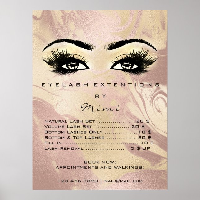 Poster Marbre d'or rose Maillot d'yeux Prix (Devant)