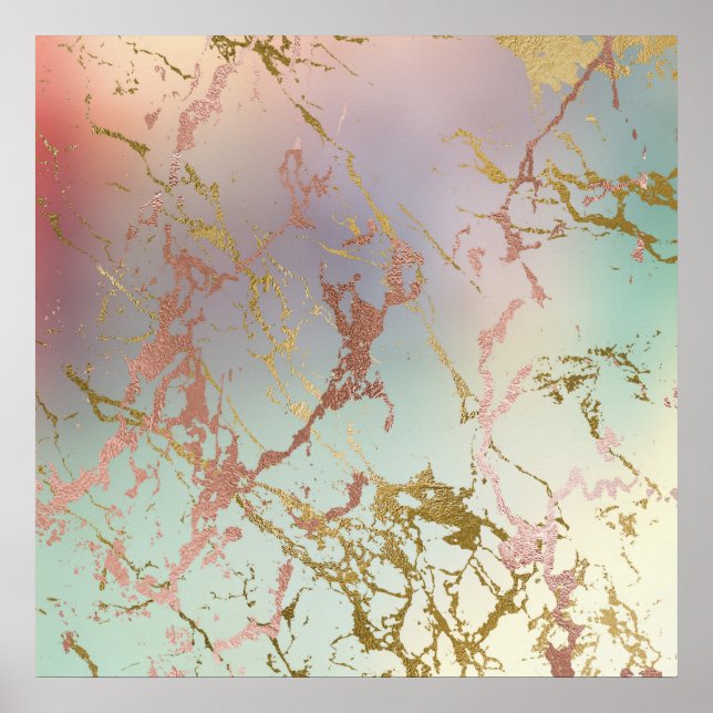 Poster Marbre élégant | Cuivre Mint Vert Rose Or (Devant)