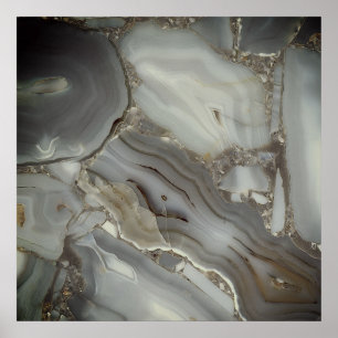 Poster Marbre gris avec veine d'or