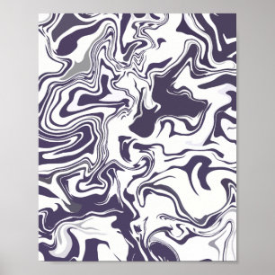 Poster Marbre monochrome Abstrait avec marine de minuit