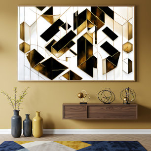 Poster Marbre Noir Or Luxueux Abstrait