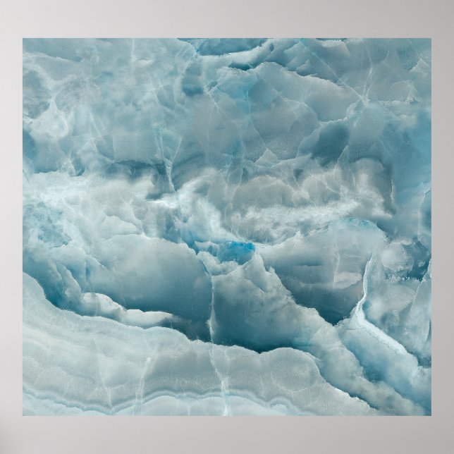Poster Marbre onyx bleu, texture abstraite. (Devant)