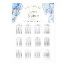 marbre rose bleu éclaboussure Baptême carte assise