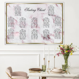 Poster Marbre rose Golden Pearls Mariage Siège