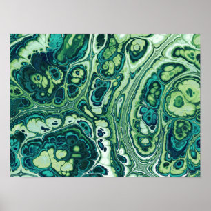 Poster Marbre Vert Émeraude Fluide