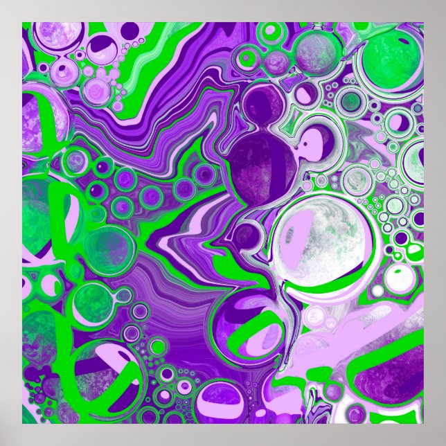 Poster Marbre vert pourpre et citron vert (Devant)