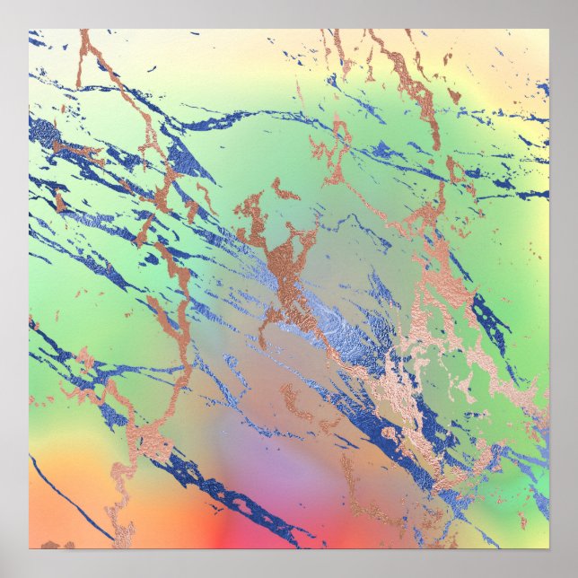 Poster Marbre vif | Aquarelle couleur gras pastel (Devant)