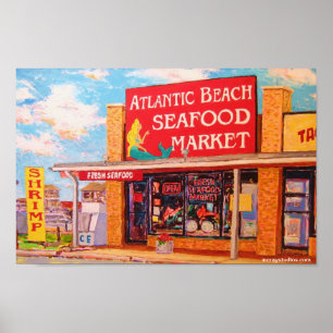 Poster "Marché atlantique de fruits de mer de plage "