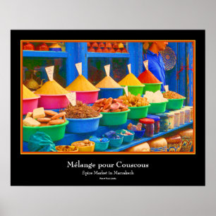 Poster Marché au Maroc - Mélange versent le couscous
