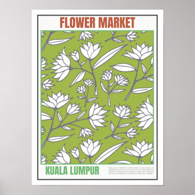 Poster Marché aux fleurs Asie du Sud-Est Kuala Lumpur (Devant)