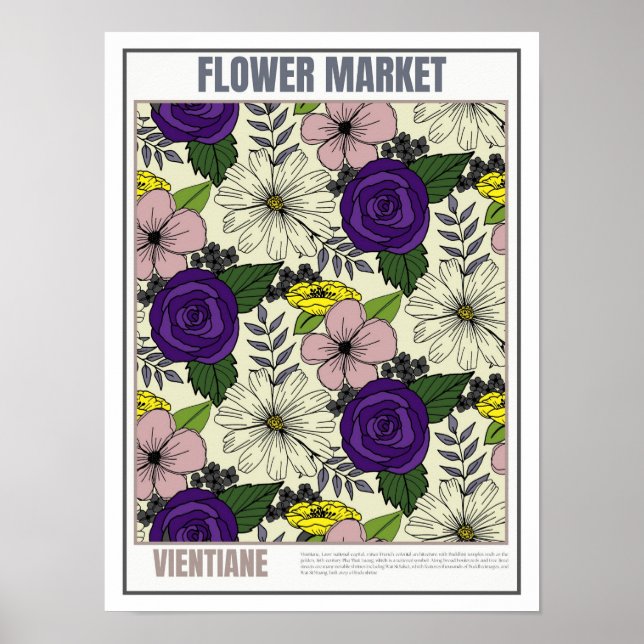 Poster Marché aux fleurs Asie du Sud-Est Vientiane (Devant)