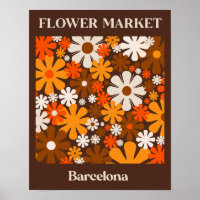 Marché aux fleurs Barcelone Retro 60s les années 7