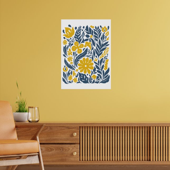 Poster Marché aux fleurs de Bohême | Feuilles Abstraits m (Salon 2)