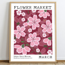 Poster Marché aux fleurs de cerisiers de Sakura