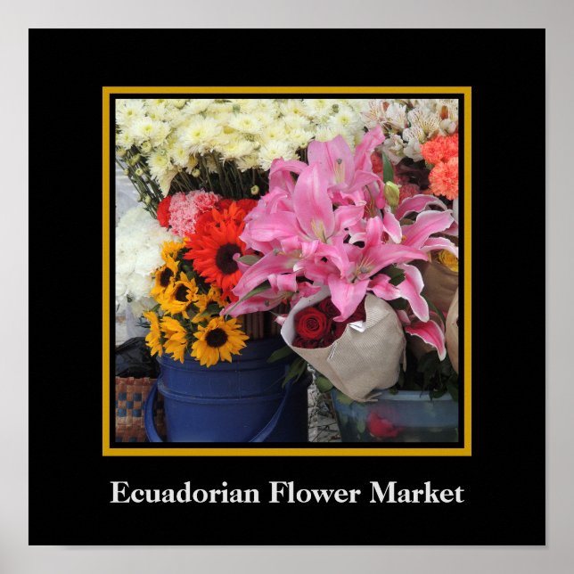 Poster Marché aux fleurs équatoriens sur la place de l'ég (Devant)